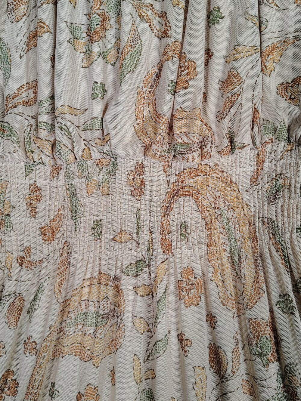 Kate And Lily Maxi Dress Women 4 Petite Beige Paisley Mesh Tiered Ruffle Cottage - Picture 7 of 11